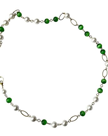 Złocony naszyjnik z zielonym kocim okiem, Artseko