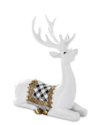 Figurka - leżący jeleń biały 29x27x11,8 cm BALLERA, MIA home