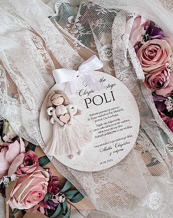 PAMIĄTKA CHRZTU ŚWIĘTEGO kartka  aniołek z modlitwą prezent na chrzest, LOO LOO DREAM