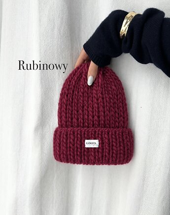 Czapka Lily 100% wełna *rubinowy*, GANGSTA KNIT