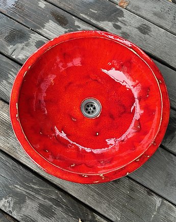 UM7 Umywalka ceramiczna, okrągła czerwona, Dekornia