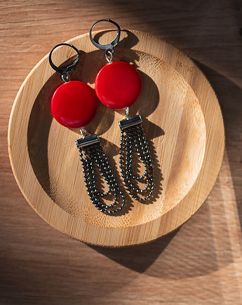 Czerwone kolczyki z łańcuszkiem, All My Jewelry