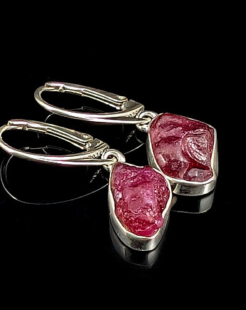 Kolczyki srebrne Malinowe rubiny, Pracownia Neores