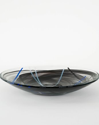 Półmisek szklany Contrast, szwedzki design, lata 80, Kosta Boda,  Anna Ehrner, Przetwory design