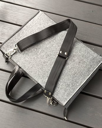 Torba na laptop z filcu - szara - skóra, Beltrani