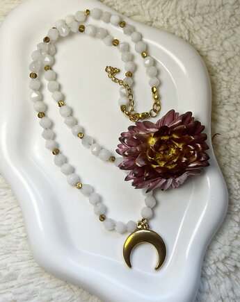 Naszyjnik Nowy Początek z kamieniem księżycowym i lunulą, Blask Natury