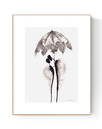 Grafika 21X30 malowana ręcznie na papierze, MiniMalArt