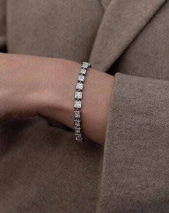 Srebrna bransoletka z cyrkoniami ze stali chirurgicznej premium Paraiso Amadora, Paraiso
