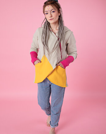 Bluza damska kolorowa, asymetryczna bluza bawełniana, NavahoClothing