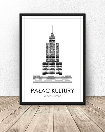 Czarno-biały plakat Warszawy "Pałac Kultury" 50x70 (500mm x 700 mm), scandiposter
