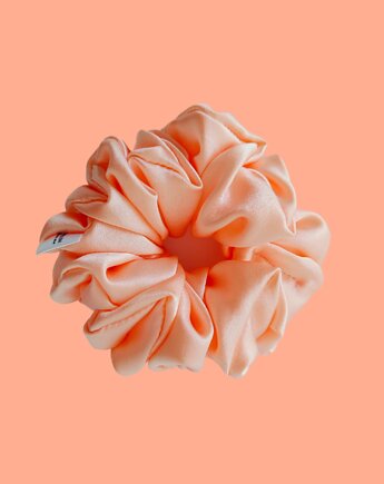 Gumka jedwabna, scrunchie, frotka brzoskwiniowa rosa MAXI, Capillum