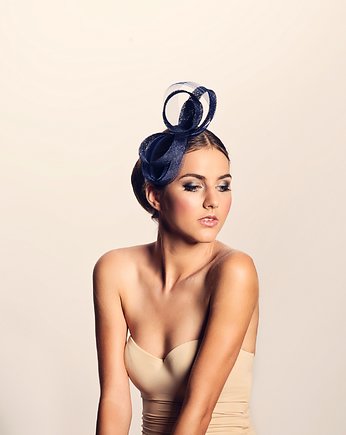 Fascynator wieczorowy granatowy zawijas, BOZKA Luxury Handmade