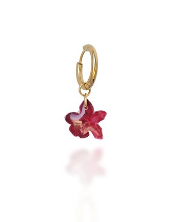 Kolczyki bordowy kwiat na kółkach, Flores Jewellery