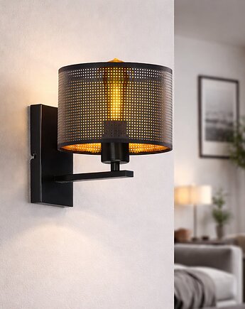 Czarny ażurowy kinkiet w stylu loft ELVORA AŻUR, LYSNE