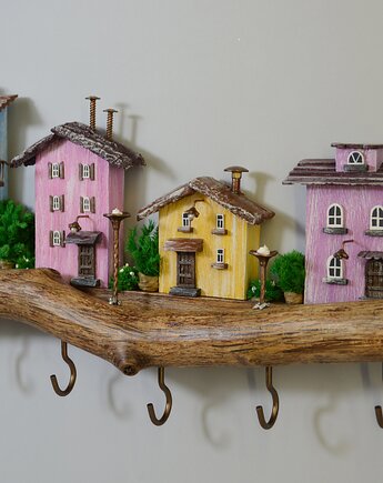 Wieszak na klucze domki na gałęzi 6 haków, Creative Craft Family R