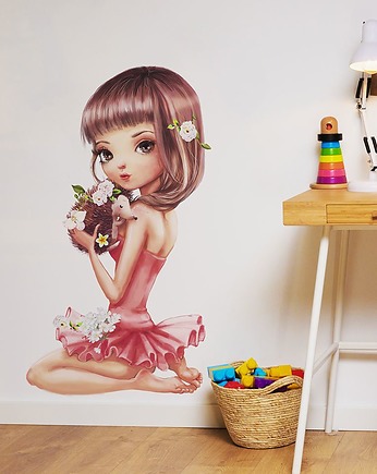 Dziewczynka z jeżem naklejka na ścianę, Dekoracjan
