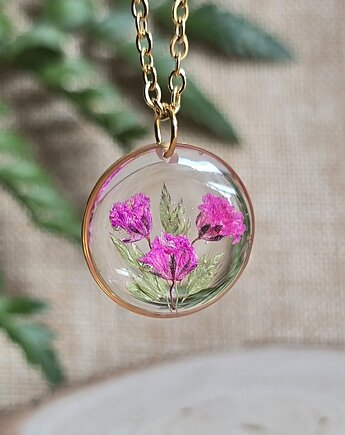 Wieczne kwiaty wisiorek kwiatowy kobiecy róż, zkwiatem