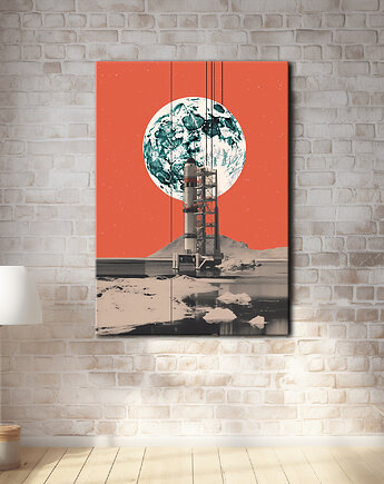 Apollo 11 - Plakat - Druk - Minimalistyczny Kolaż, NASA, kosmos #6, Black Sapphire Art