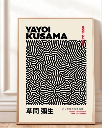 PLAKAT dekoracyjny , abstrakcja Yayoi Kusama, grafika japońska, black dot studio
