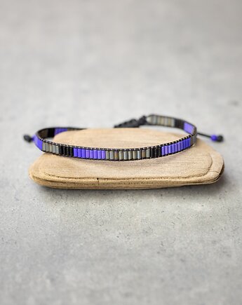 Bransoletka męska z koralikami - niebiesko-szara, Tauriel Design