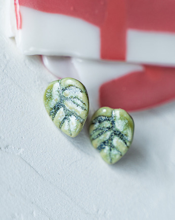 Kolczyki porcelanowe MONSTERA, rękoczyny
