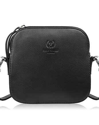 Mała torebka damska skórzana kopertówka na ramię do ręki czarna AY-24-BL, Paolo Peruzzi