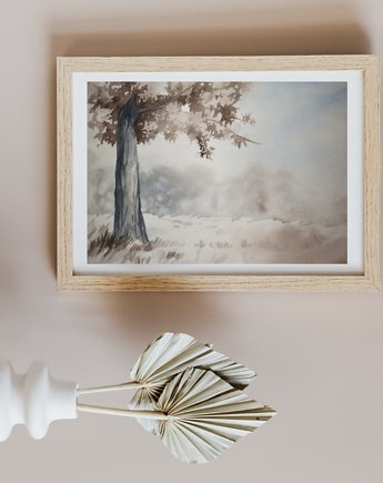 WYPRZEDAŻ SZTUKI! Akwarela Drzewo oryginalny obraz 300g A3 30x42 cm, Kwitnace
