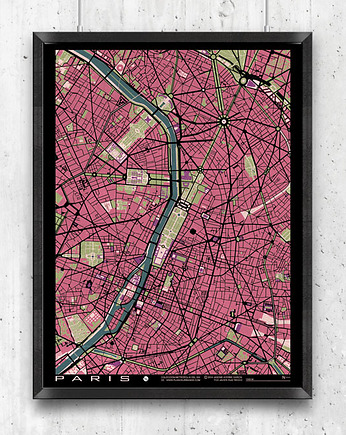 Plakat Paris - plan miasta, minimalmill