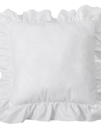 Poduszka kawdrat z falbanką biała, OSOBY - Prezent dla 3 latka