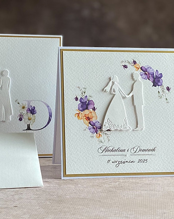 Kartka ślubna w pudełku z inicjałami Młodej Pary, WA 63F, Anna Art and Crafts