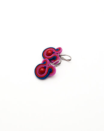 Kolczyki soutache mini fuksja, czerwień, granat, maanuela