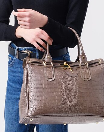 Torba skórzana Shopper - kolor taupe   (7141 ), BOSCCOLO