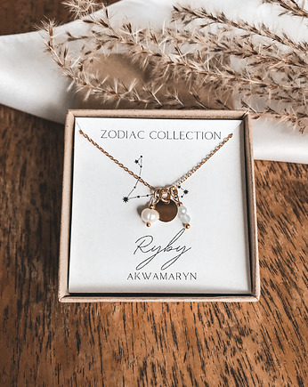 Naszyjnik znak zodiaku Ryby akwamaryn, Tiny Stone