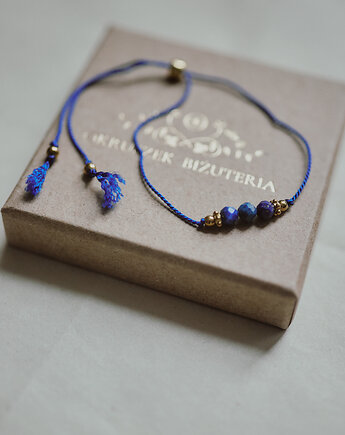 Lapis lazuli na jedwabiu, bransoletka, Okruszek Biżuteria