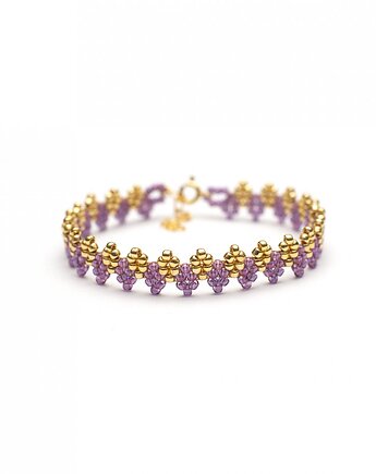 Fioletowy Szept - ręcznie szyta bransoletka., LaMia Jewellery
