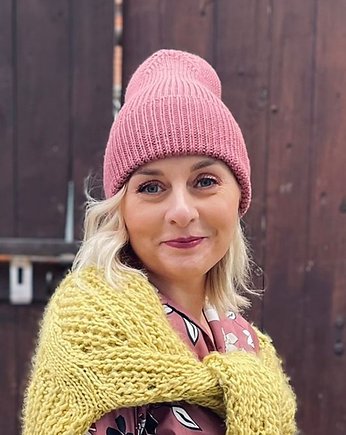 CZAPKA Beanie merino pudrowy róż daboo, IMAGINE