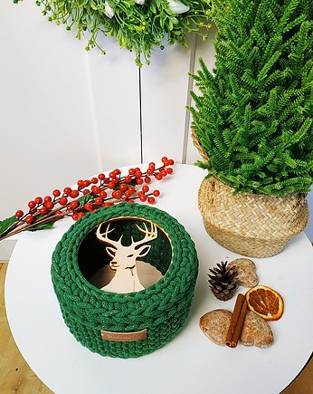Kosz prezentowy świąteczny z motywem głowy jelenia " Deer gift Basket", Babemi Love 