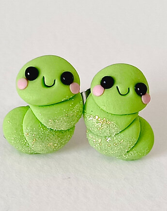 Zielone Kolczyki Gąsienice, OMIFIMO