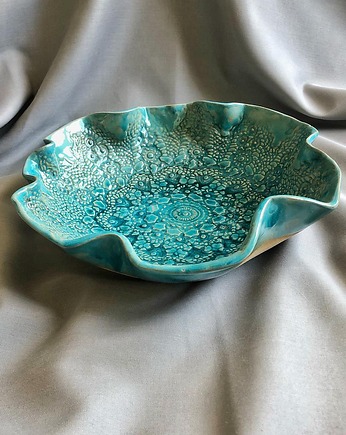 Turkusowa misa ceramiczna z koronką, Gleeme