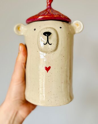 Pojemnik ceramiczny Miś z serduszkiem