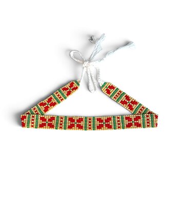 Kolorowy choker z koralików z etnicznym wzorem folk, naszyjnik handmade, ArtGez