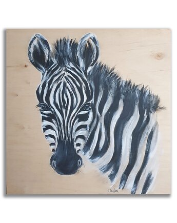 Obraz ręcznie malowany na desce 60x60 "Zebra", Galeria Alma