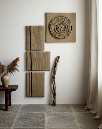 Obraz strukturalny Jute Road-zestaw 3, Zaplątana W Sznurki