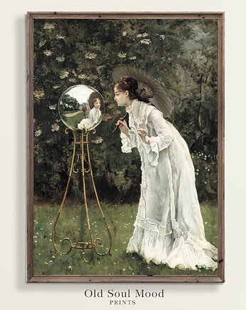 Plakat / Obraz na płótnie Kobieta z lustrem, Old Soul Mood Prints