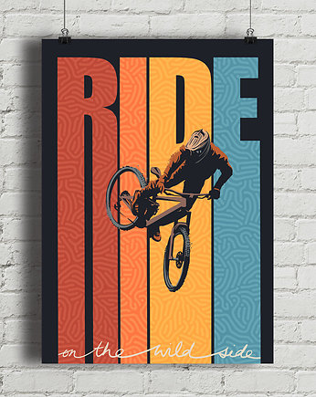 Ride on the wild side - plakat z rowerem, OKAZJE - Prezent na 60 urodziny