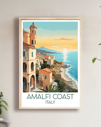 Włochy - Wybrzeże Amalfi - Plakat, pamiątka dla podróżnika, Black Sapphire Art