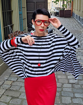 Tunika Bluzka  Geometryczna paski, momo fashion