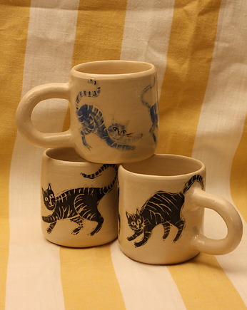 Kubek w koty, ceramika ręcznie robiona, zabawne koty, Lvvia ceramics