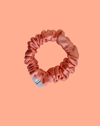 Gumka jedwabna, scrunchie, gumka do włosów, gumka satynowa jasny łosoś MINI, Capillum