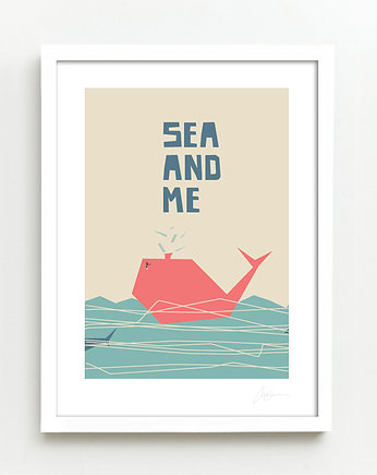 Plakat SEA AND ME Wieloryb, PAKOWANIE PREZENTÓW - Papier do pakowani